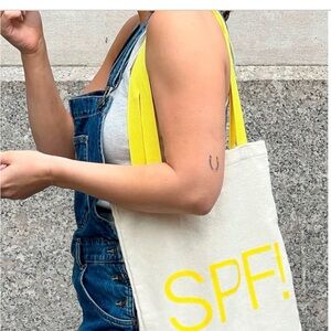 Supergoop! Cream Tote with Yellow Accents